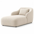 Méridienne 1 place en bouclé polyester écru, forme arrondie, 160 x 90 x 76 cm